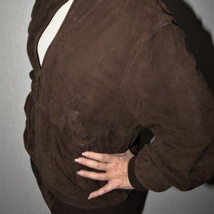 Brown Suede Bomber Jacket